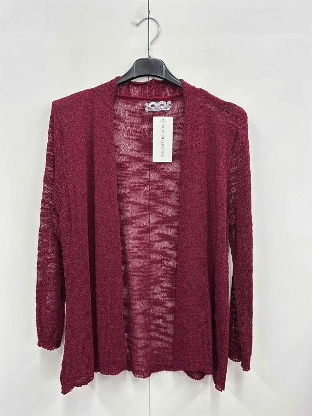Cardigan bordeaux in maglia su gruccia in magazzino
